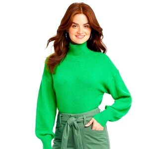 A New Day Mock Turtleneck Pullover Long Sleeve Sweater, Green - Medium